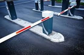 Boom barrier gate at a commercial vehicle entry point